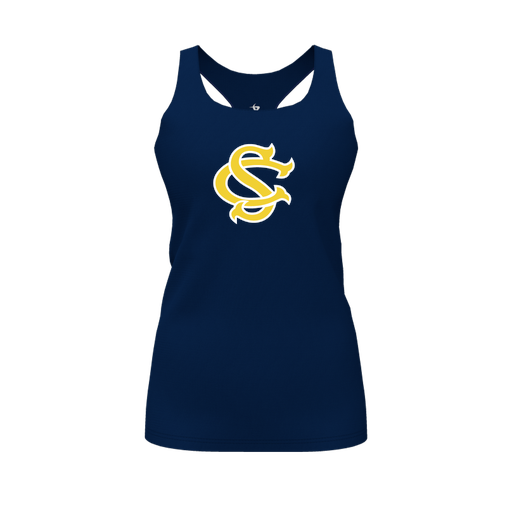 [CUS-DFW-RCBK-PER-NVY-FYS-LOGO1] Racerback Tank Top (Female Youth S, Navy, Logo 1)