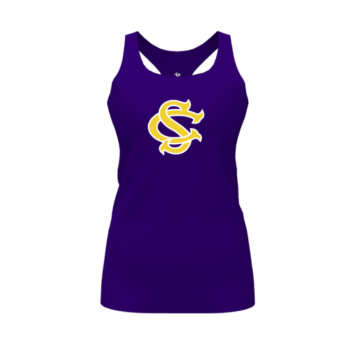 [FT0TRBPP-FYS-LOGO1] Decker Racerback Tank Top (Female Youth S, Purple, Logo 1)