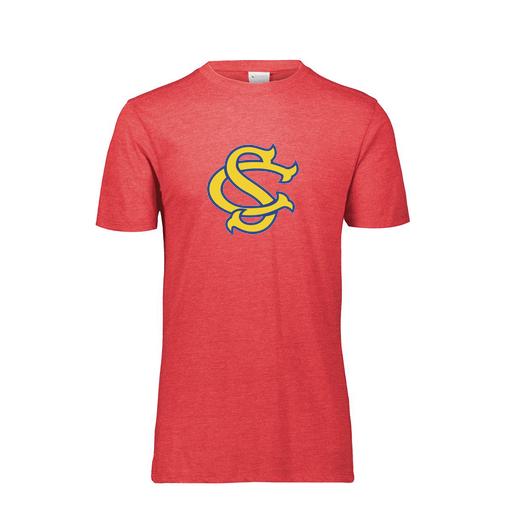 [FTSCUBRD-YS-LOGO3] Decker Youth Tri-Blend T-Shirt - Short Sleeve (Youth S, Red, Logo 3)