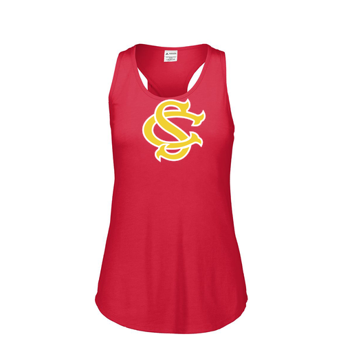 [3078.V96.S-LOGO1] Ladies Tri Blend Tank Top (Female Adult S, Red, Logo 1)