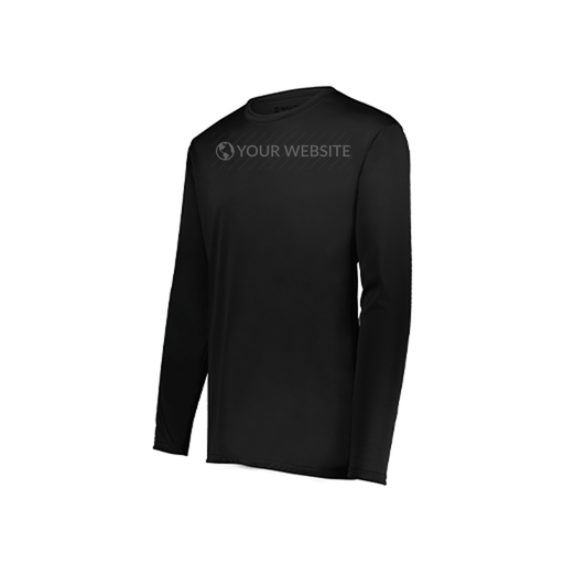 [222823.080.S-LOGO2] Youth LS Smooth Sport Shirt (Youth S, Black, Logo 2)