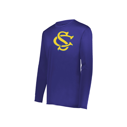 [222823.747.S-LOGO3] Youth LS Smooth Sport Shirt (Youth S, Purple, Logo 3)