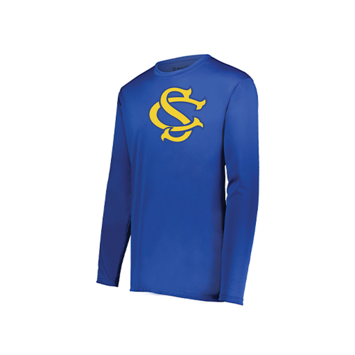 [222823.060.S-LOGO3] Youth LS Smooth Sport Shirt (Youth S, Royal, Logo 3)