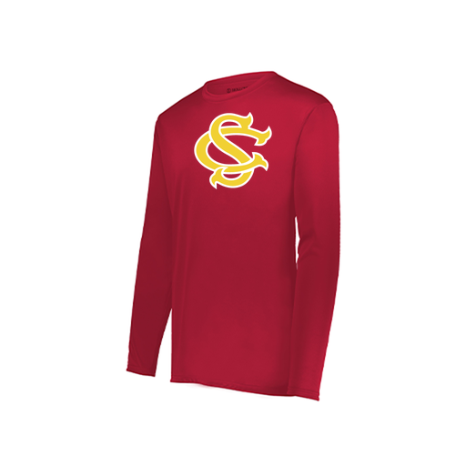 [222823.083.S-LOGO1] Youth LS Smooth Sport Shirt (Youth S, Red, Logo 1)