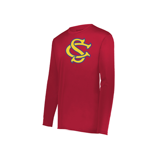 [222823.083.S-LOGO3] Youth LS Smooth Sport Shirt (Youth S, Red, Logo 3)