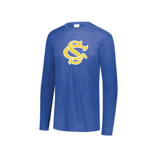 [FTLCUBRY-YS-LOGO1] Decker Youth Tri-Blend T-Shirt - Long Sleeve (Youth S, Royal, Logo 1)