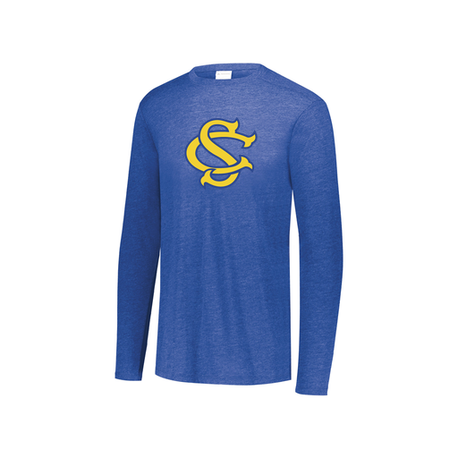 [FTLCUBRY-YS-LOGO3] Decker Youth Tri-Blend T-Shirt - Long Sleeve (Youth S, Royal, Logo 3)