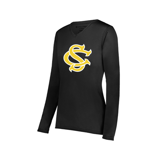 [222824.080.S-LOGO1] Ladies LS Smooth Sport Shirt (Female Adult S, Black, Logo 1)