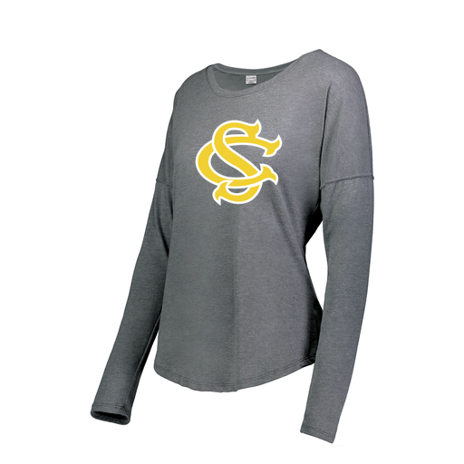 [3077.013.XS-LOGO1] Ladies LS Ultra-blend T-Shirt (Female Adult XS, Gray, Logo 1)