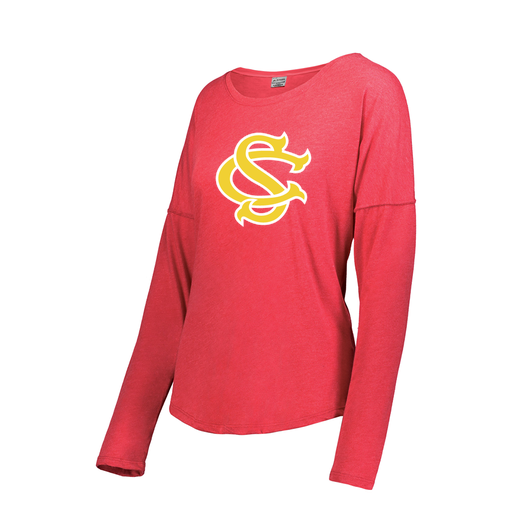 [3077.V96.XS-LOGO1] Ladies LS Ultra-blend T-Shirt (Female Adult XS, Red, Logo 1)